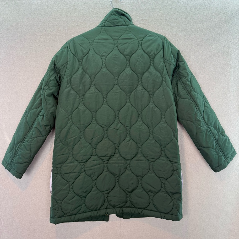 J.Crew - women’s City puffer quilted jacket full zip high Collar Coat green SZ S - Picture 8 of 10